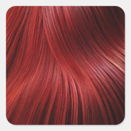 Pegatina Cuadrada Fondo del cabello rojo