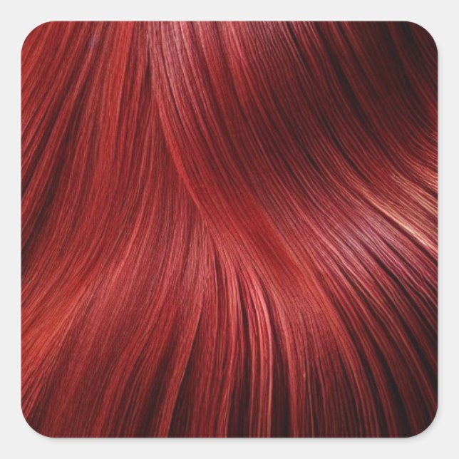 Pegatina Cuadrada Fondo del cabello rojo (Anverso)