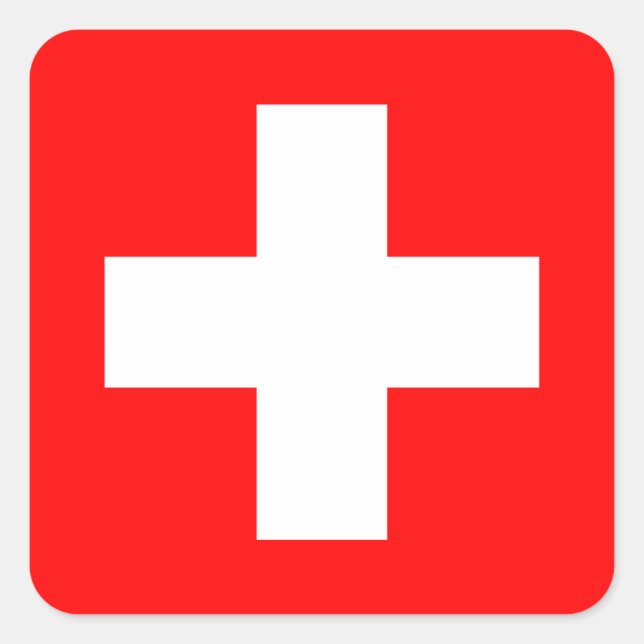Pegatina Cuadrada Fondo editable, Bandera de Suiza (Anverso)