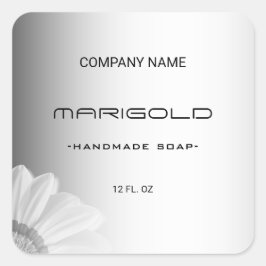 Pegatina Cuadrada Fondo gris borroso flor Gerbera borrosa