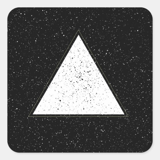 Pegatina Cuadrada Fondo negro del triángulo blanco del espacio hipst (Anverso)