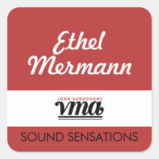 Pegatina Cuadrada Fondo rojo JBHS VMA con guión en blanco