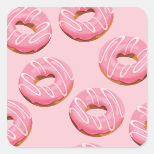 Pegatina Cuadrada Fondo transparente de donuts acristalados