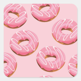Pegatina Cuadrada Fondo transparente de donuts acristalados