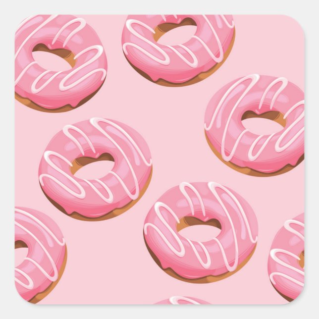 Pegatina Cuadrada Fondo transparente de donuts acristalados (Anverso)