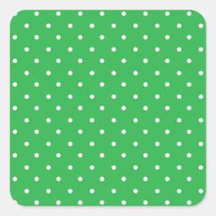 Pegatina Cuadrada Fondo verde continuo con patrón de lunares
