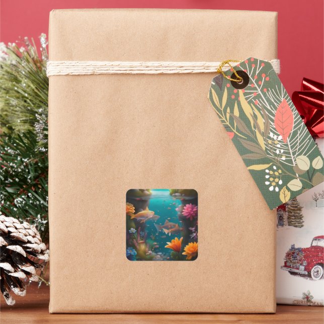 Pegatina Cuadrada fonds marins (Vacaciones)