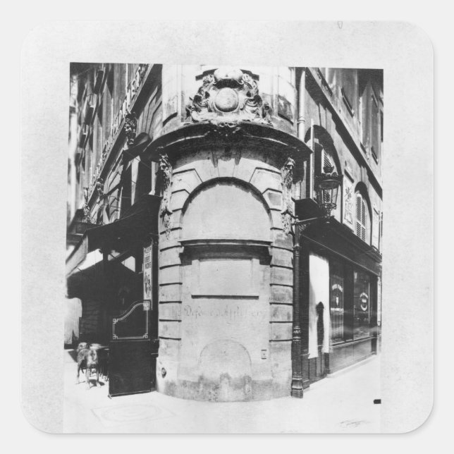 Pegatina Cuadrada Fontaine de la Reine, rue Saint-Denis, París (Anverso)