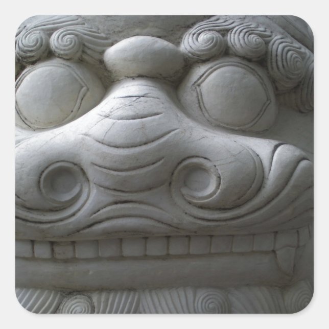 Pegatina Cuadrada Foo Dog Face (Anverso)