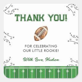 Pegatina Cuadrada Football Birthday Party First Year Down