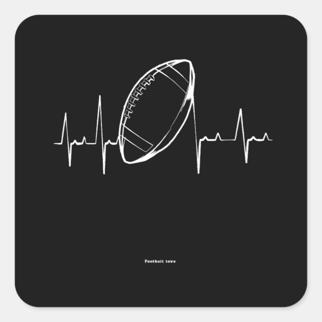 Pegatina Cuadrada Football Heartbeat, Pulse Design (Anverso)