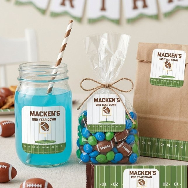 Pegatina Cuadrada Football second year down boy birthday (Subido por el creador)