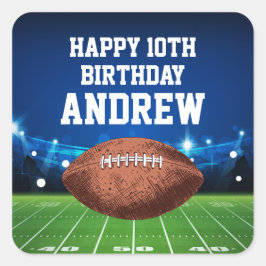 Pegatina Cuadrada Football Sports Happy Birthday Stickers