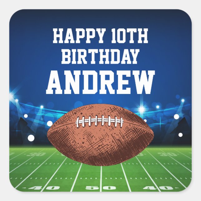 Pegatina Cuadrada Football Sports Happy Birthday Stickers (Anverso)