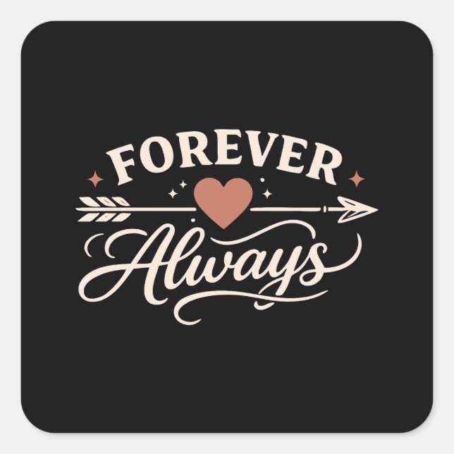 Pegatina Cuadrada Forever Always Couple - Pointing Right (Anverso)