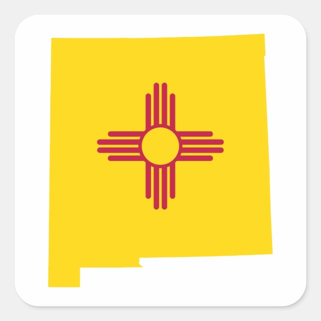 Pegatina Cuadrada Forma de Nuevo México (Anverso)