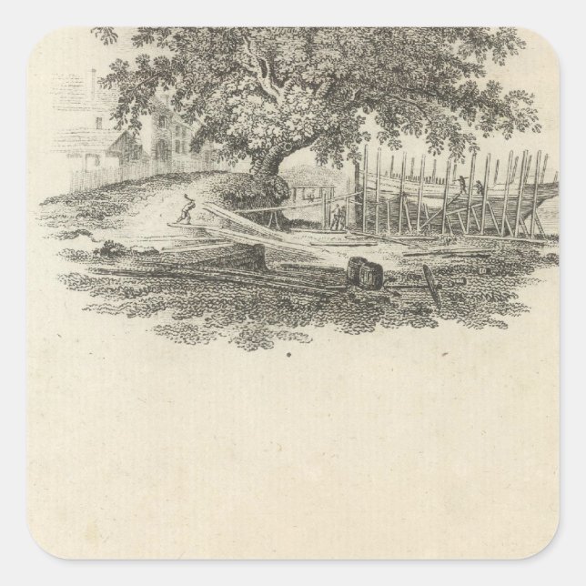 Pegatina Cuadrada Forma en la que William Penn (Anverso)