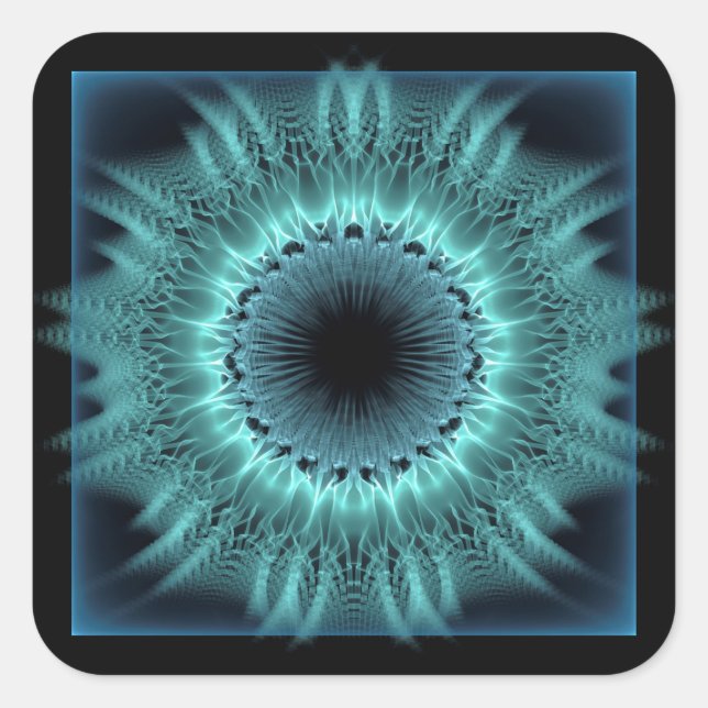 Pegatina Cuadrada Forma fractal de emulación (Anverso)