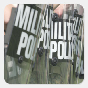 Pegatina Cuadrada Formación de control de disturbios