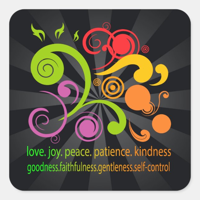 Pegatina Cuadrada Formas coloridas, fruta del alcohol (Anverso)