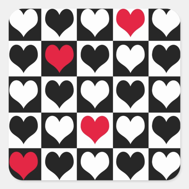 Pegatina Cuadrada Formas de corazón (Anverso)