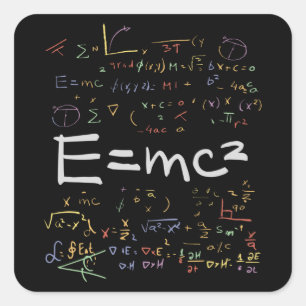Pegatina Cuadrada Formulas de física y matemáticas EMC2