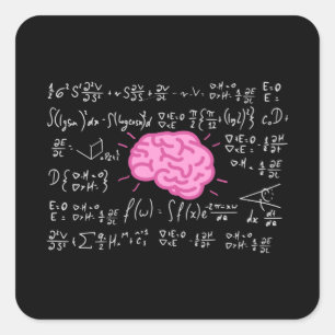 Pegatina Cuadrada Fórmulas matemáticas para cabezas inteligentes