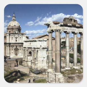 Pegatina Cuadrada Foro Romano, Roma, Italia
