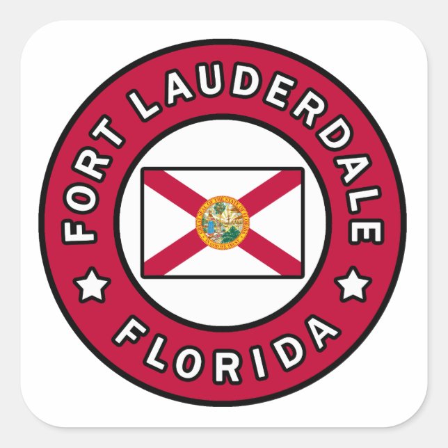 Pegatina Cuadrada Fort Lauderdale Florida (Anverso)