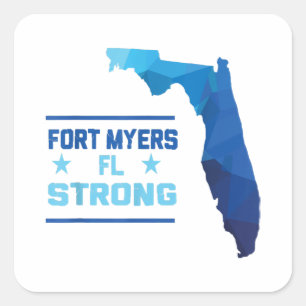 Pegatina Cuadrada Fort Myers Florida Fuerte