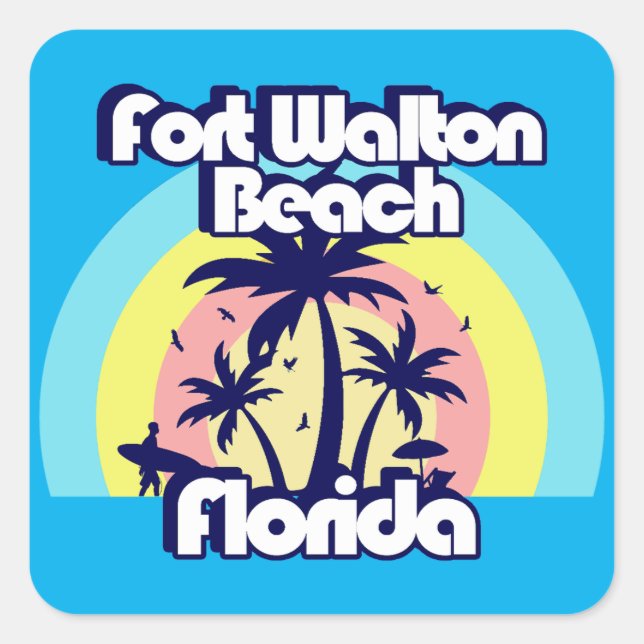 Pegatina Cuadrada Fort Walton Beach Florida (Anverso)