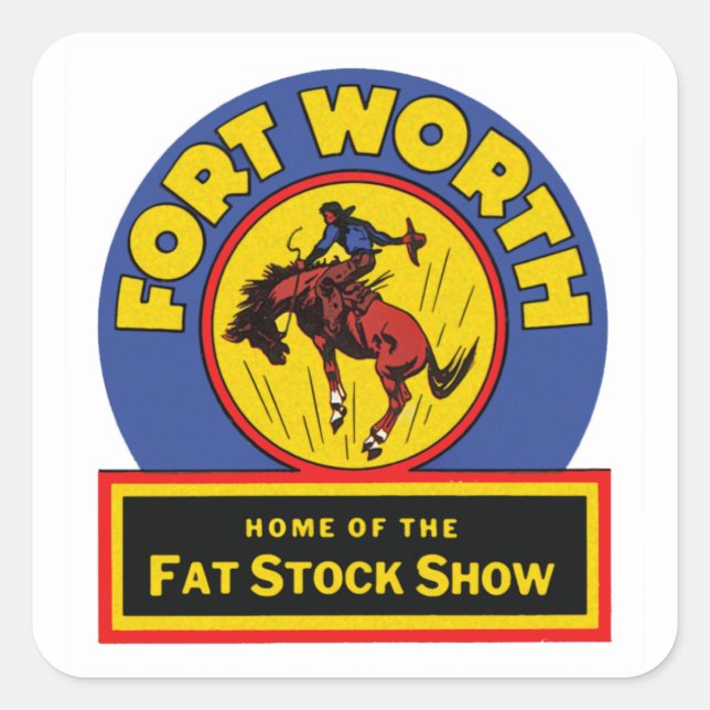Pegatina Cuadrada Fort Worth Fat Stock Show (Anverso)