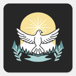 Pegatina Cuadrada Fortaleza espiritual en Dios - Levantando a los cr