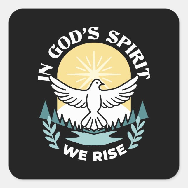 Pegatina Cuadrada Fortaleza espiritual en Dios - Levantando a los cr (Anverso)