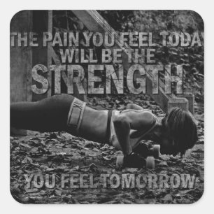 Pegatina Cuadrada FORTALEZA - Motivación del entrenamiento de mujere