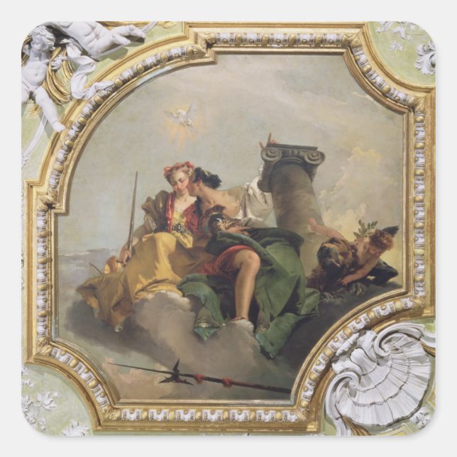 Pegatina Cuadrada Fortaleza y justicia, de la Sala Capitolare (Anverso)