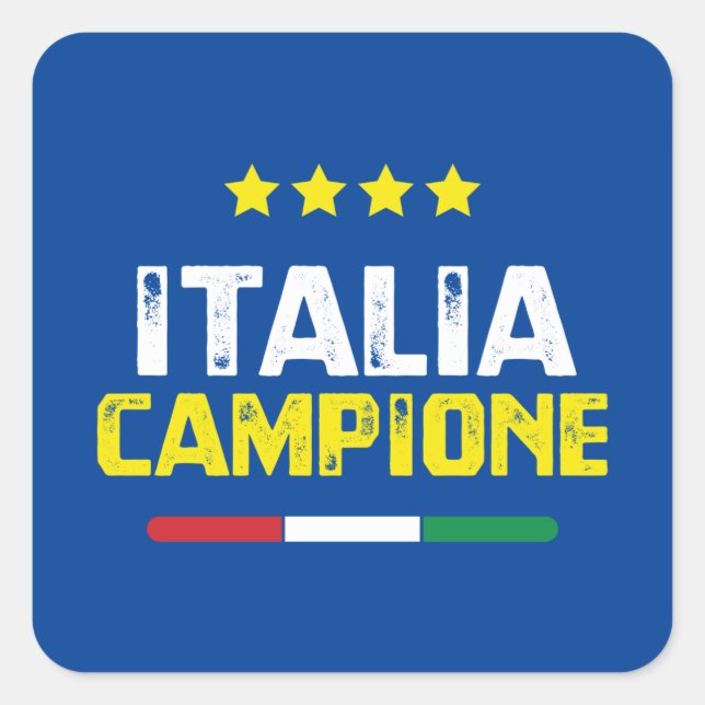 Pegatina Cuadrada Forza Azzurri Italia Campione (Anverso)