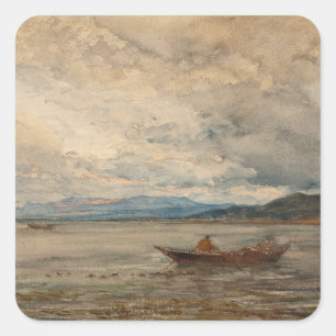 Pegatina Cuadrada Fos, Environs De Martigues - Félix Ziem