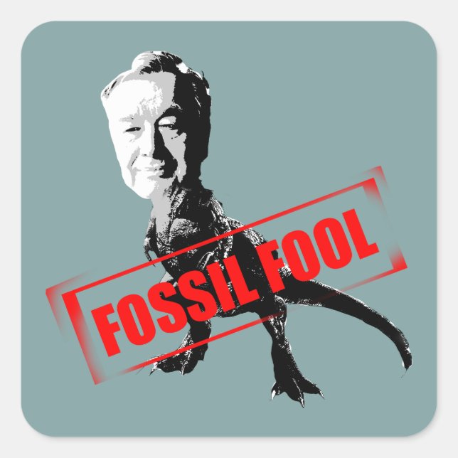 Pegatina Cuadrada Fossil Fool (Anverso)