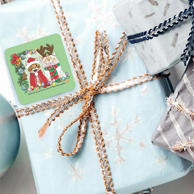 Pegatina Cuadrada Foto anual de Navidades gatos (Subido por el creador)