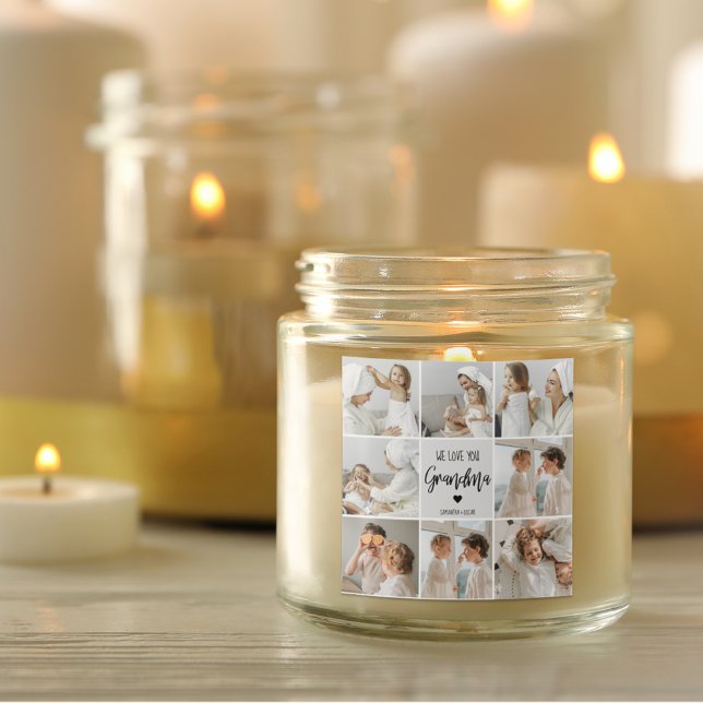 Pegatina Cuadrada Foto Collage Gray Te Ama Mejor Regalo (Subido por el creador)