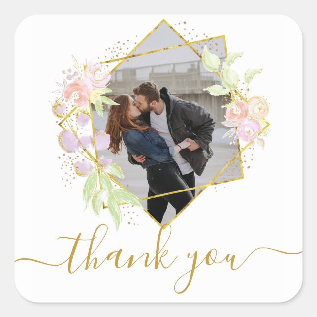 Pegatina Cuadrada Foto de acuarela moderna (Anverso)