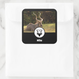 Pegatina Cuadrada Foto de Antelope Silhouette Name