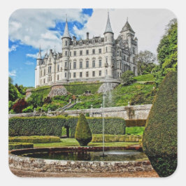 Pegatina Cuadrada Foto de arquitectura del castillo de Dunrobin