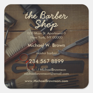 Pegatina Cuadrada Foto de Barbería Afeitadora de Pelo Personalizada