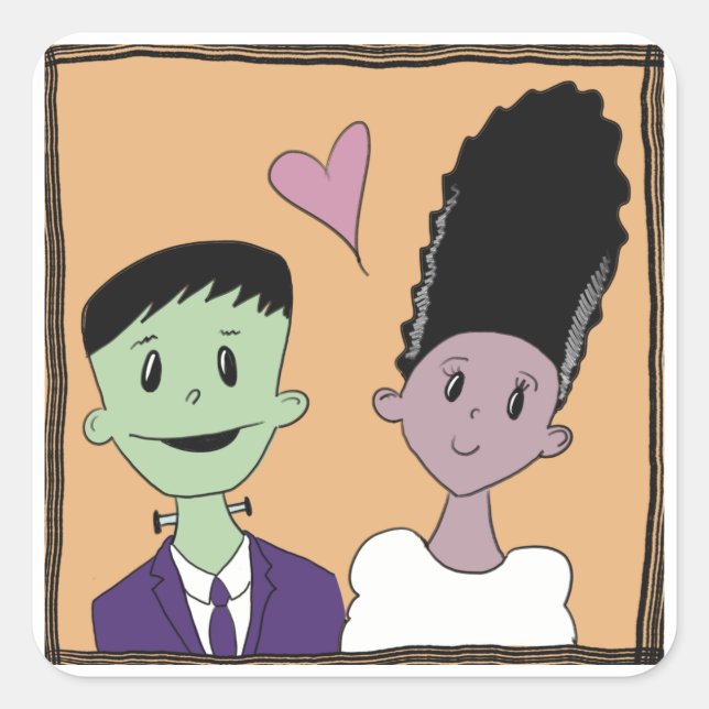 Pegatina Cuadrada foto de boda (Anverso)