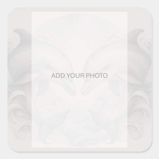 Pegatina Cuadrada Foto de Boda de delfines (Anverso)