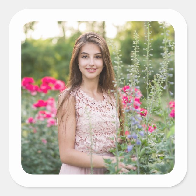 Pegatina Cuadrada Foto de borde blanco (Anverso)