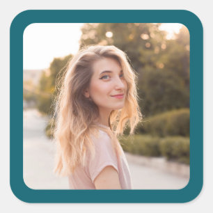 Pegatina Cuadrada Foto de borde Verde azulado oscuro