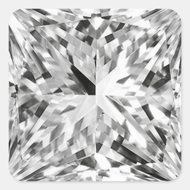 Pegatina Cuadrada Foto de Diamante Geométrico Multifacético Simétric (Anverso)